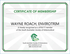 SASA Certificate of Membership example